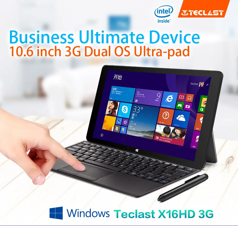 Newest10.6 Inch Teclast X16HD 3G Dual System Z3735f/Z3736f Tablet PC Android4.4+Windows8.1 1920×1080 2GB DDR3L 32/64GB