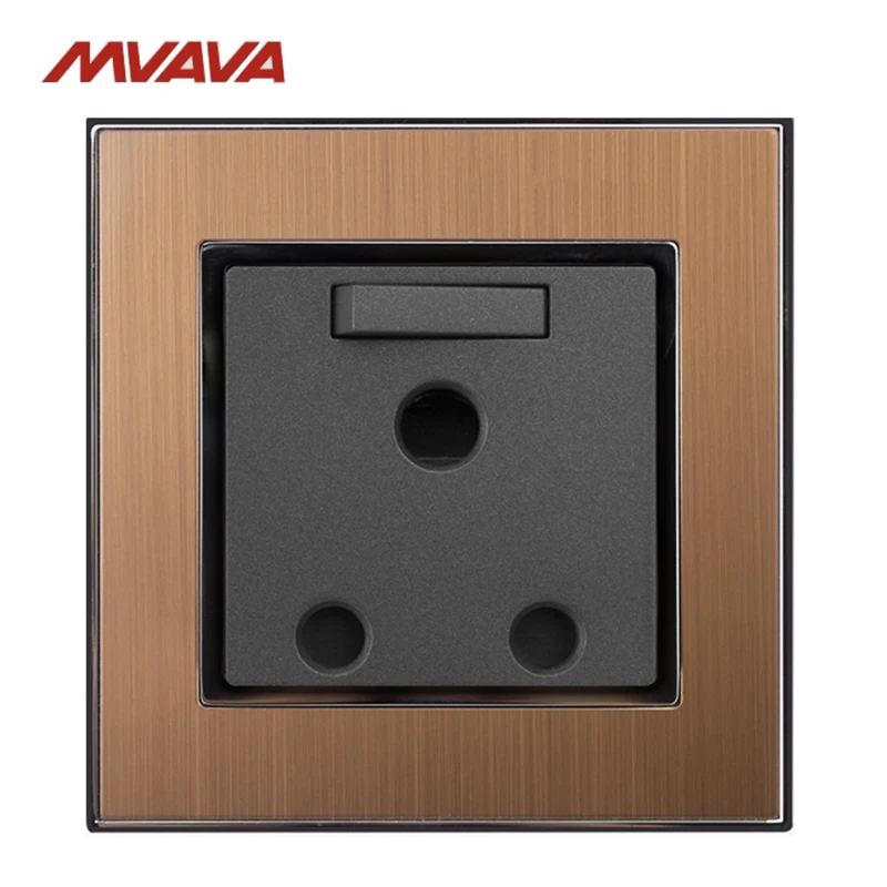 

MVAVA 15A Switched Wall Decorative Socket South Africa Standard Plug 3 Round Pin Receptacle With 1 Gang Panel Free Shipping