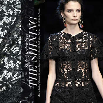 

Athens classic black orphan Korean Ring Black and white retro feel heavy lace dress fabric cloth bilateral stereo keel