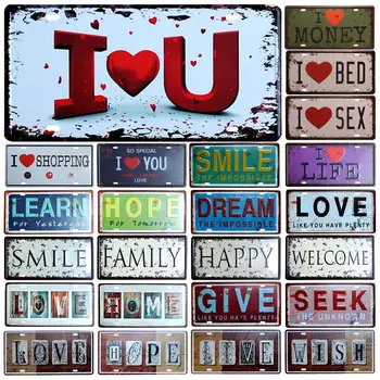 

[SQ-DGLZ] New Love Life License Plate Store Bar Wall Decoration Tin Sign Vintage Metal Sign Home Decor Painting Plaques Poster