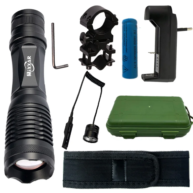 

Dropshipping LED Tactical Flashlight Torch T6 L2 9500/9000LM Zoomable Lantern for Hunting+Battery Remote Switch Stock in RU