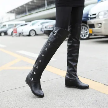 

Large Size 34-45 Autumn and Winter Ladies Over the Knee Boots Sexy Party High Boots Breathable PU Women's Boots Chaussure Femme
