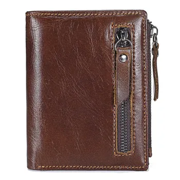

2019 Genuine Leather Mans Wallet Man zipper Short Coin Purse Brand Male Cowhide Credit&id Multifunction Small s
