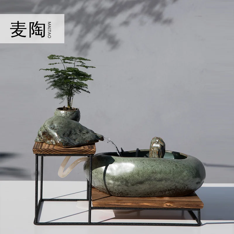 

Zen water stream fountain humidifier financial wind water turbine office home craft gift