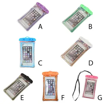 

19x10.5cm Universal Floating Waterproof Pouch Luxury Shimmer Quicksand Sequins Underwater Phone Case Storage Clear Dry Bag