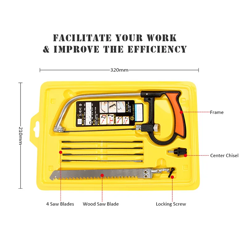 Multi-purpose 7 In 1 DIY Hand Saw Small Hacksaw Hacksaw Frame With Hacksaw Bar Model Steel Saw Woodworking Jigsaw Devil Saw