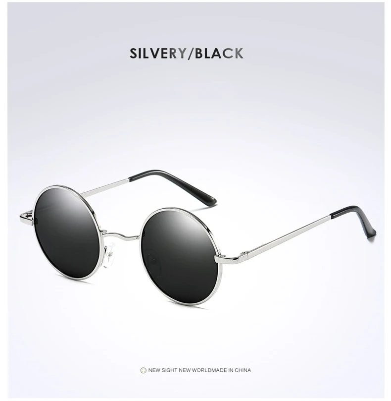 Поляризованные Винтажные Солнцезащитные очки UV 400 с круглой металлической оправой, зеркальные классические модные мужские солнцезащитные очки для вождения