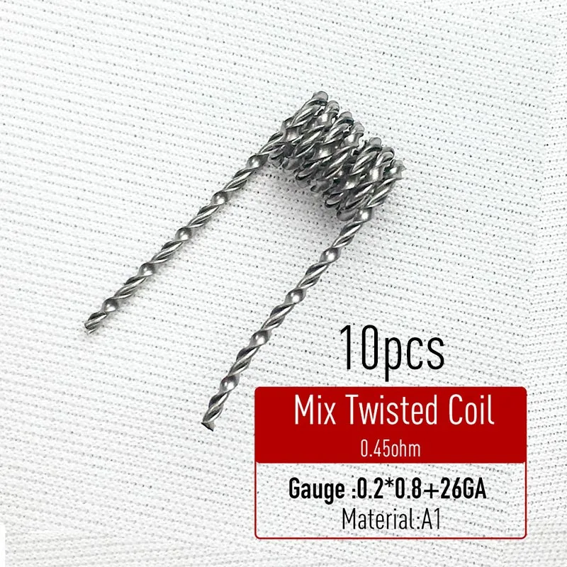 Volcanee 10 шт. Alien Clapton катушка плоская витая Плавленая Clapton Quad Tiger нагревательный провод Vape сопротивление предварительно изготовленная катушка - Цвет: Mix Twisted 0.45