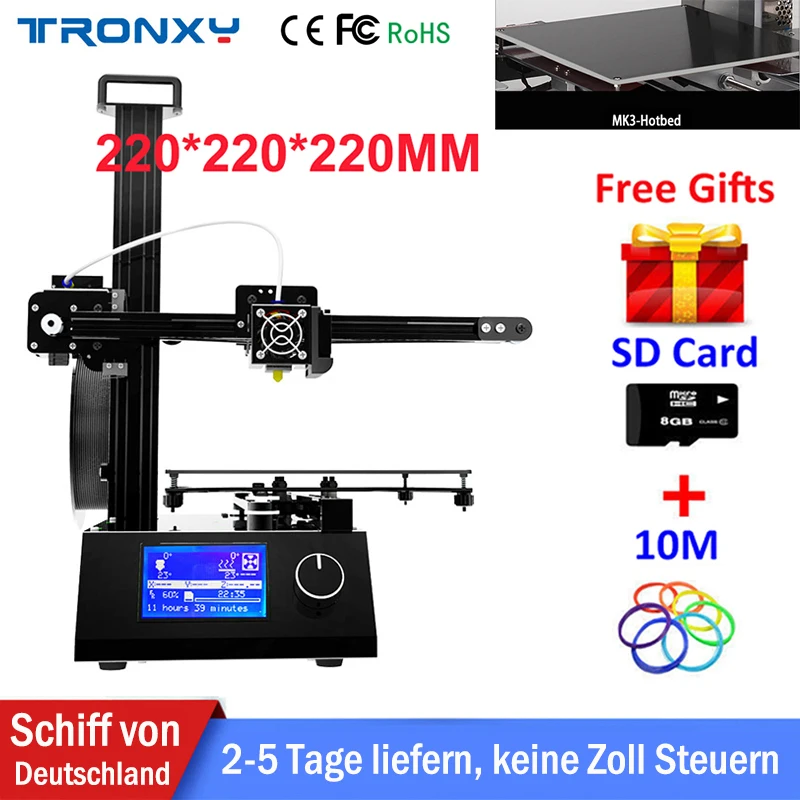 

Tronxy Cheap 3D Printer Printing Size 220*220*220mm Reprap i3 Aluminium +Hotbed Metal 3D Printer DIY Kit 10m Filament 8G SD Card