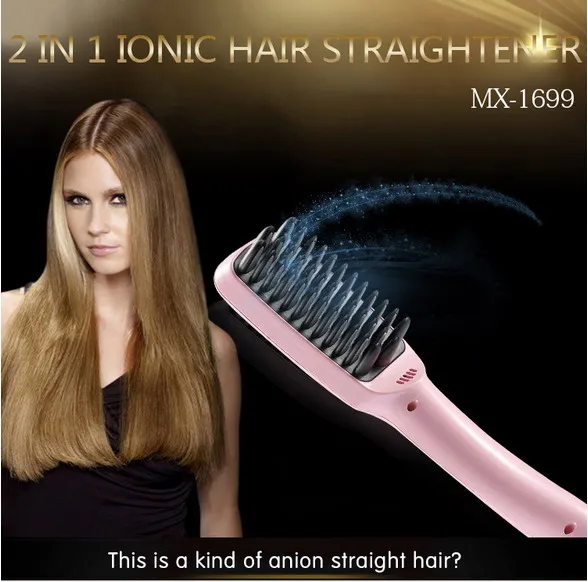 

Free shipping 2 in 1 Ionic Hair Straightener Comb LCD Display Electric Straight Hair Comb Straightening