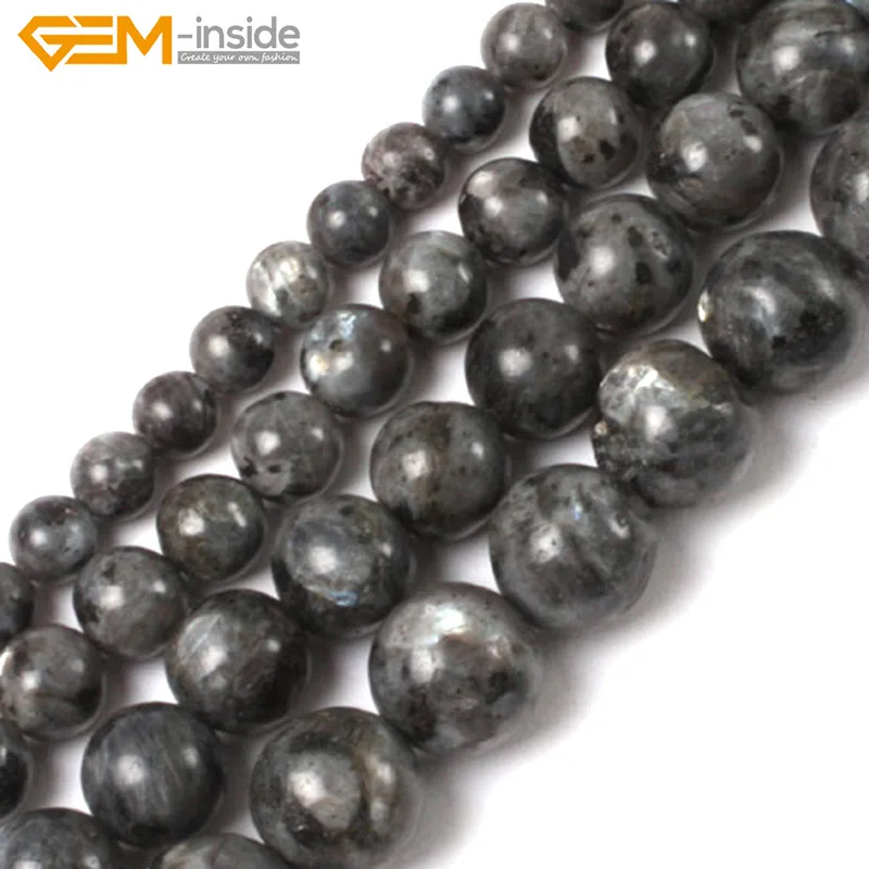 

Gem-inside 6-14mm Natural Stone Beads Round Black Larvikite Beads For Jewelry Making Beads Bracelets For Women 15'' DIY Beads