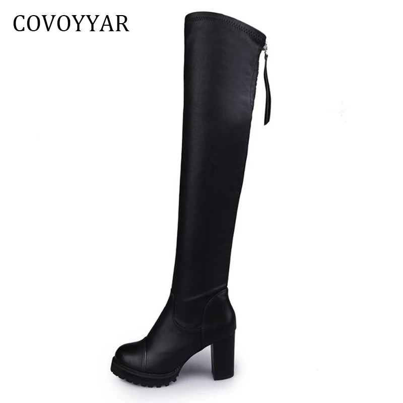 

COVOYYAR Fashion Over The Knee High Boots 2019 Autumn Winter Back Zipper Women's Boots Platform Thick Heel Women Shoes WBS392