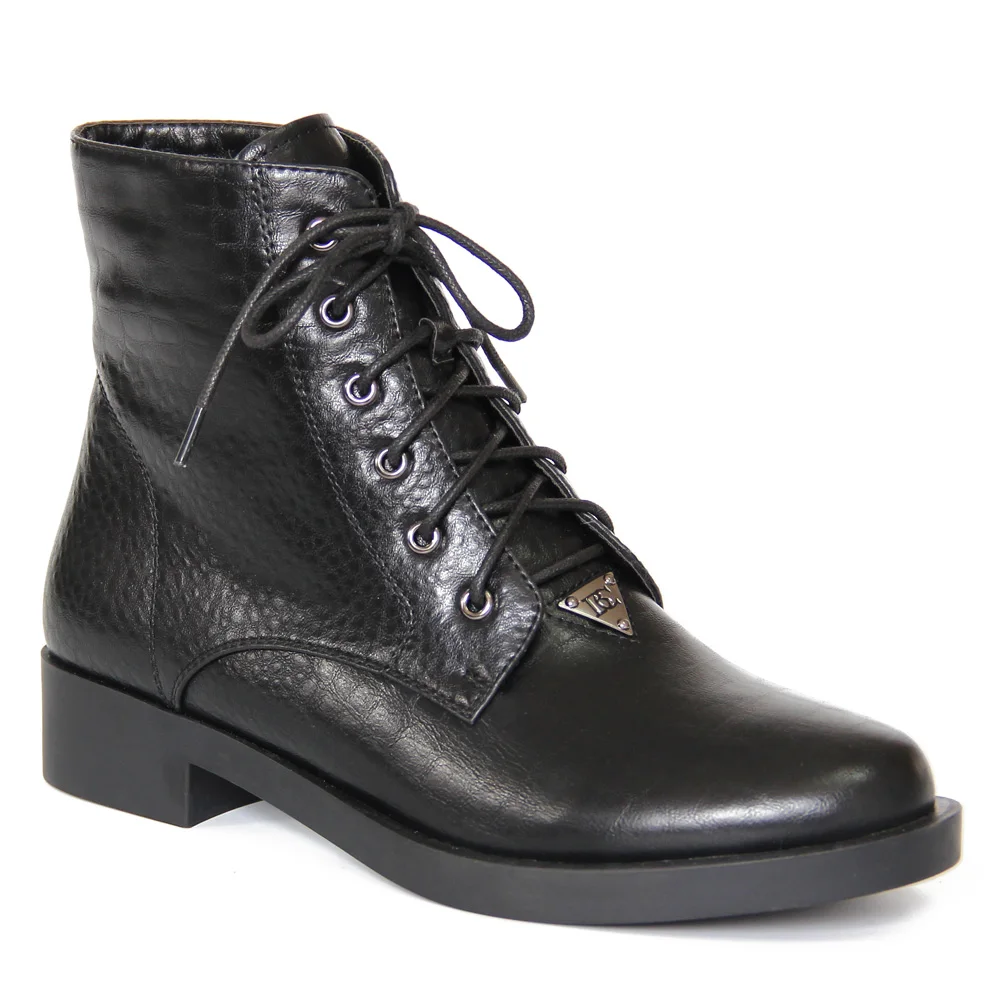 XAXBXC/Кожаные броги в британском ретро-стиле; оксфорды; короткие ботинки; женская обувь; Черная повседневная женская обувь на шнуровке с круглым носком ручной работы - Цвет: H164K10882