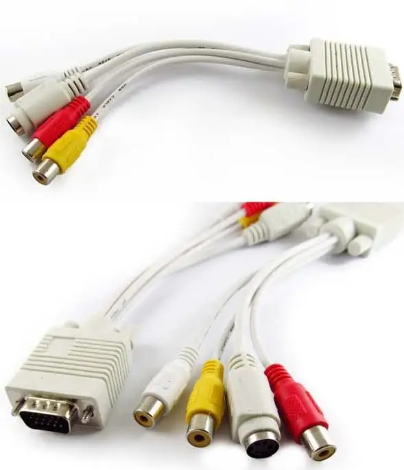 Композитный s видео адаптер VGA SVGA в 3 RCA Кабель для телевизора ЖК ноутбука ПК|vga