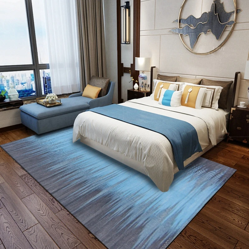 

Nordic Simple Style Carpets Gradient Blue Color Tapetes For Living Room Bedroom Sofa Decor Delicate Area Rugs Non-Slip Floor Mat