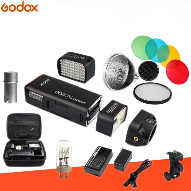 Godox AD200 комплект карманной вспышки стробоскоп 1/8000 HSS беспроводной монолайт 2900 мАч литиму батарея и голые лампы триггер комплект опционально - Цвет: AD200