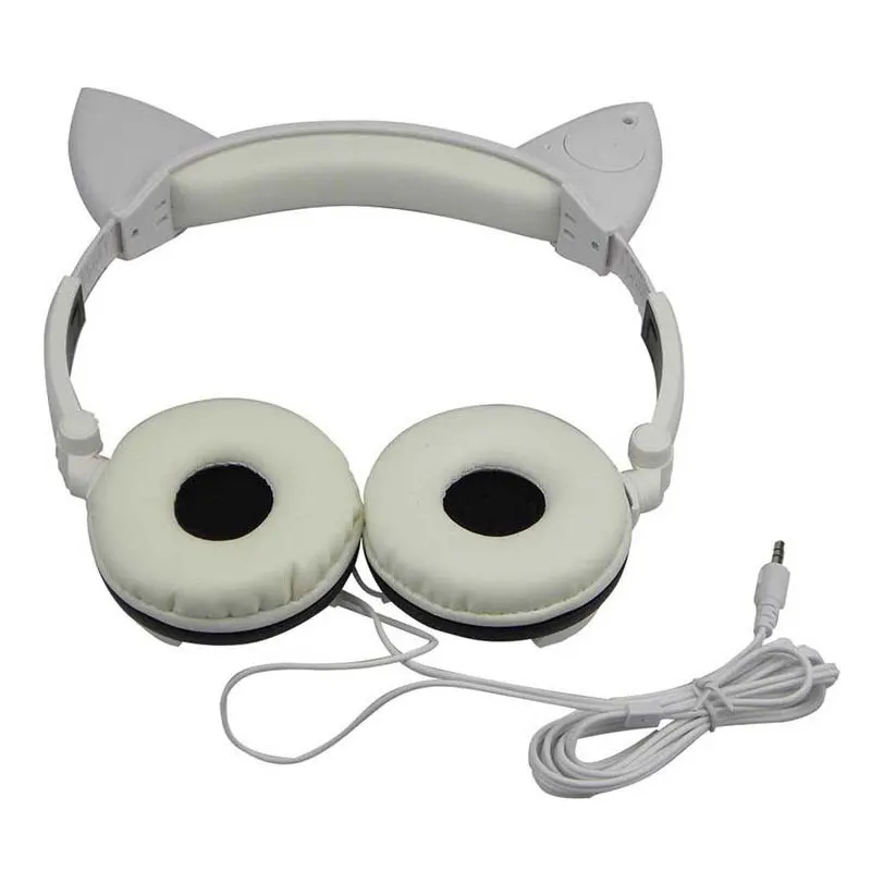 Светодиодный складные наушники с кошачьими ушками, 1,5 м, проводные наушники, модные повязки для девочек, для телефона, ПК, ноутбука, MP3 MP4 ISYH TW-763