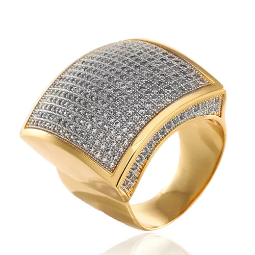 Для мужчин s кольцо в стиле хип хоп ААА + CZ камень Bling лед из золота Цвет Медь