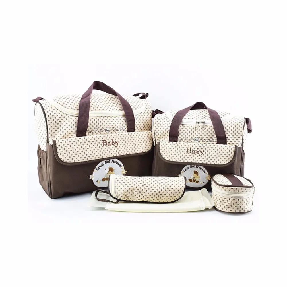 

5PCS Multifunctional Reusable Cute Changing Baby Bag Set Cute Bags Mum Maternity Shoulder bag Stroller Bag
