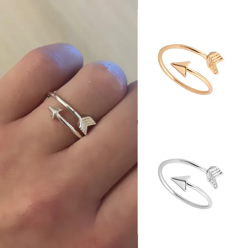 

Europe Punk Arrow Feather Open Ring Gold Silver Color Vintage Boho Style Finger Rings for Women Geometric Triangle Party Jewelry