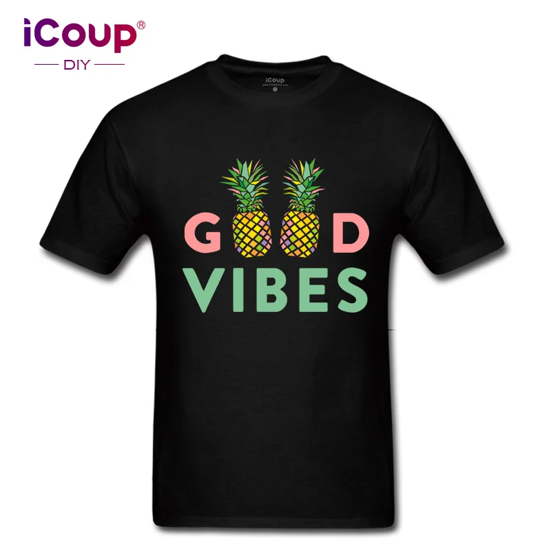 ICoup мужские ананасы GOOD VIBES из 100% хлопка с коротким рукавом | Мужская одежда