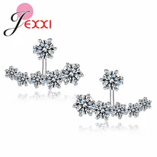 Новая мода стерлингового серебра 925 пробы со светящимся кубическим цирконием Кристалл шейный браслет серьги гвоздики для женщин Свадебные Bijoux Brincos