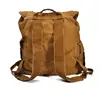 Vintage Leather Military Canvas travel Backpacks Men &Women School Backpacks men Travel bag big Canvas Backpack Large bag ► Photo 3/6