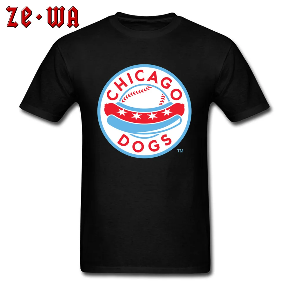 PrintedSummer Short Sleeve Tops Tees Autumn Slim Fit Crewneck All Cotton Tee-Shirt Men T Shirt Chicago Dogs 6369  Chicago Dogs 6369 black
