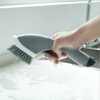 

Long Handle Automatic Kitchen Sink Add Detergent Water Spray Cleaning Brush