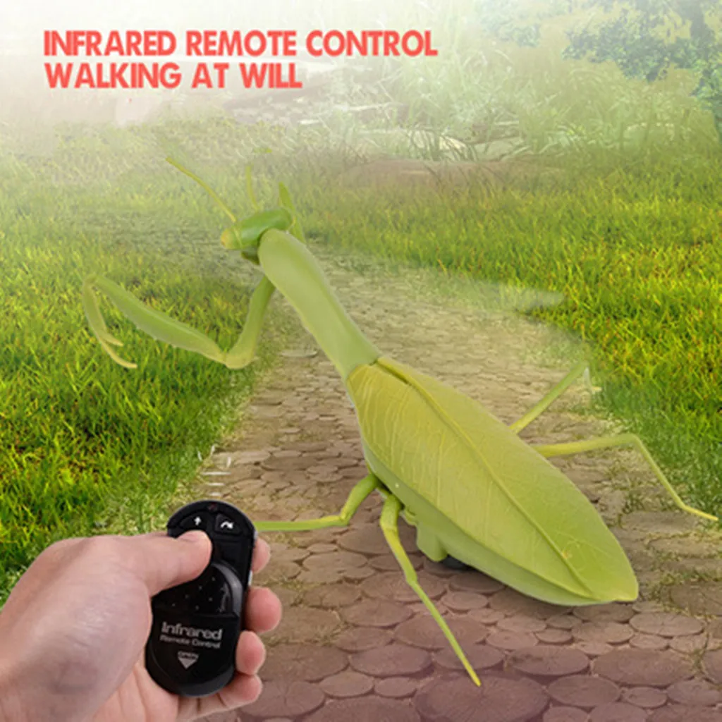 Infrared Remote Control Realistic Mini Mantis RC Insect Scary Trick Toy ...