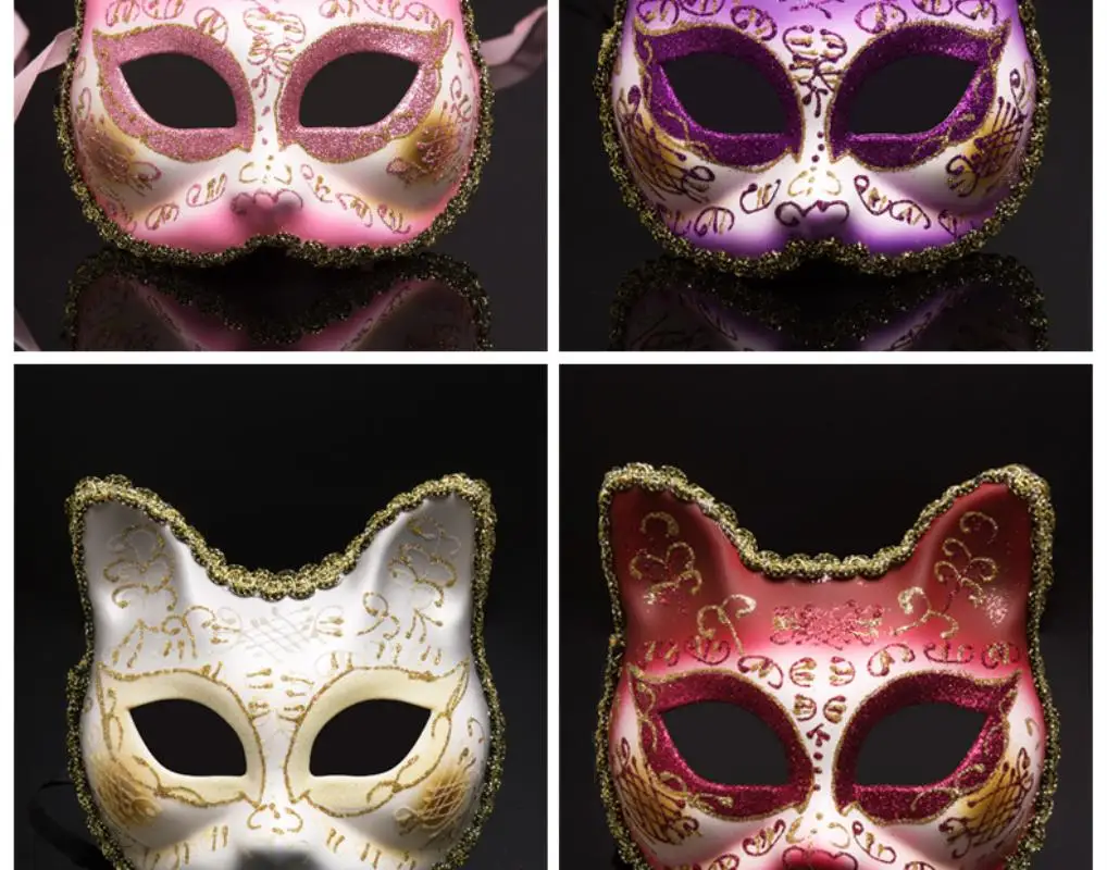 Big/Small Cat Child Cosplay Half Face Mask Party Princess Halloween Lace Mask For Party Show Masquerade Festival Mask