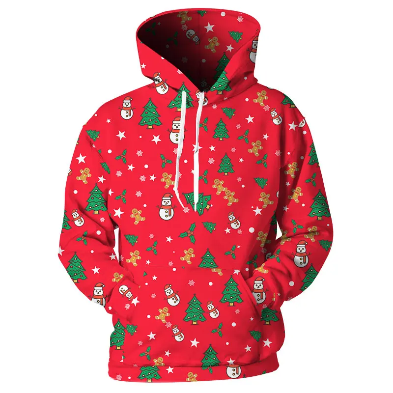 YOUTHUP 2018 Christmas Hoodies Men/Women Red Hooded Hoodies Snowman