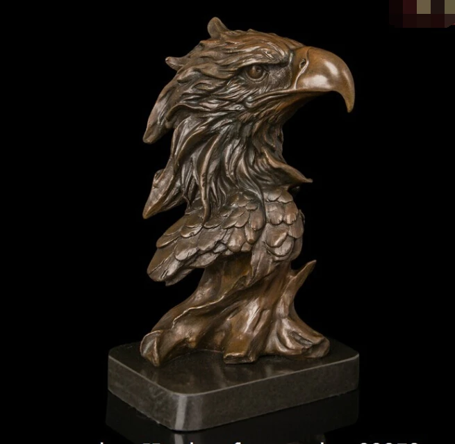 

free Abstract Art Sculpture Pure Bronze Copper Marble Eagle Hawk Head Statue Figurine fast