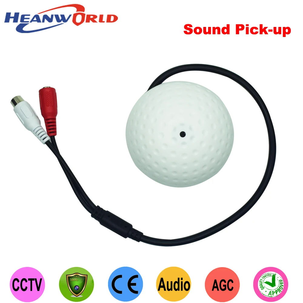 

Heanworld high fidelity low noise chip camera Sound pick-up, Round Mic/microphone speaker Monitor for CCTV Security camera