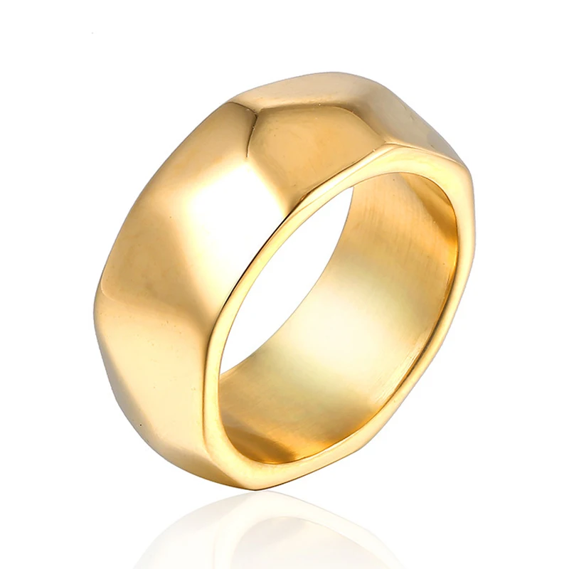 

Hip Hop Rock Gold Color Stainless Steel Round Finger Ring for Men Jewelry Drop Shipping