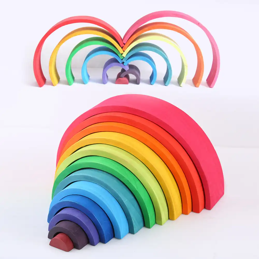 Ù…ÙƒØ¹Ø¨Ø§Øª Ø¨Ù†Ø§Ø¡ Ø®Ø´Ø¨ÙŠØ© Ø¨Ø£Ù„ÙˆØ§Ù† Ù‚ÙˆØ³ Ù‚Ø²Ø­ Ù„Ù„Ø£Ø·ÙØ§Ù„ Ù„Ø¹Ø¨Ø© ØªØ¹Ù„ÙŠÙ…ÙŠØ© Ù„Ø¹Ø¨Ø© Ù…ÙˆÙ†ØªÙŠØ³ÙˆØ±ÙŠ Wooden Blocks Aliexpress