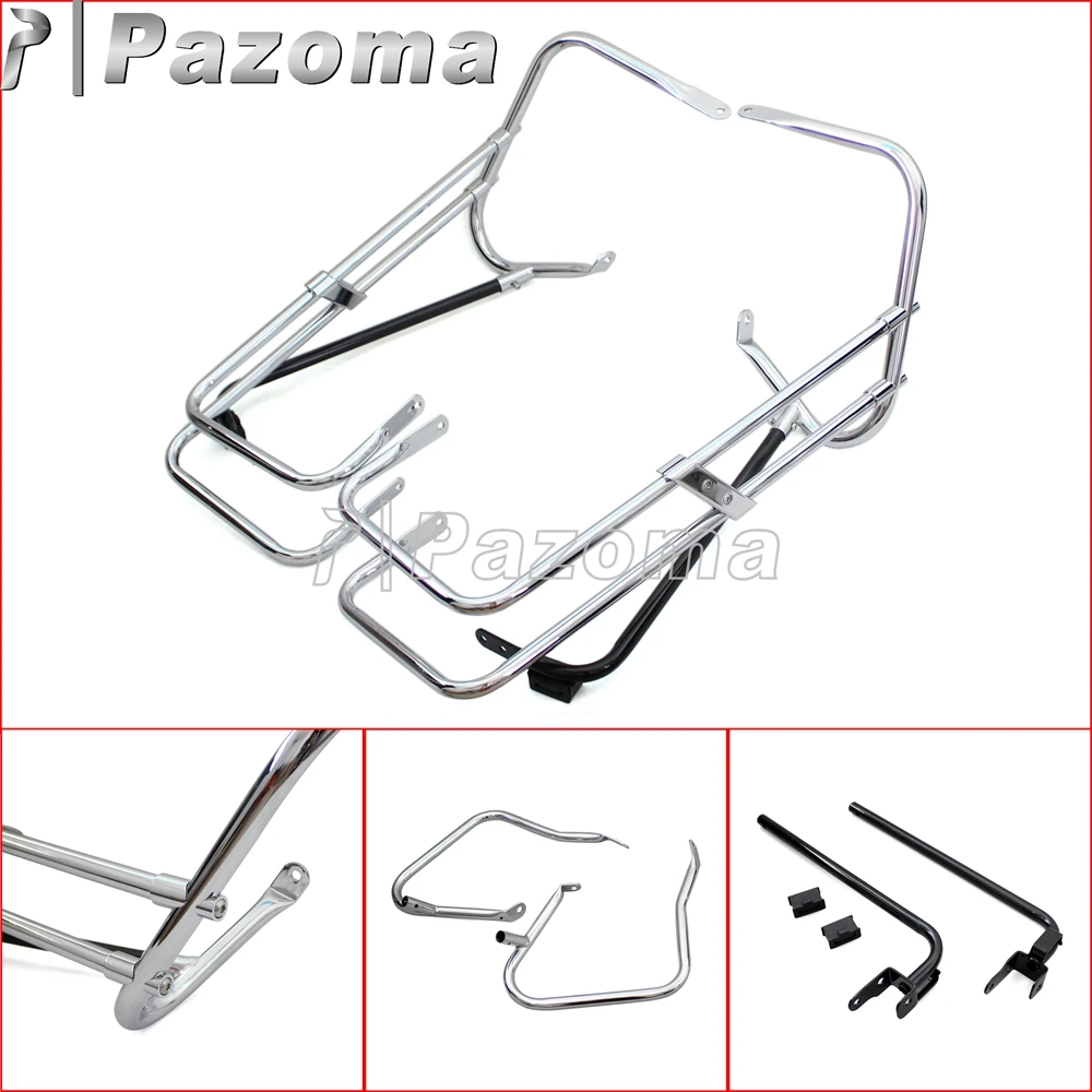 

Chrome Motorcycle Twin Rail Saddlebag Guard Bar Kit Passenger Side Bag Mount Bracket for Harley Touring FLHR FLTR FLHX 1997-2008