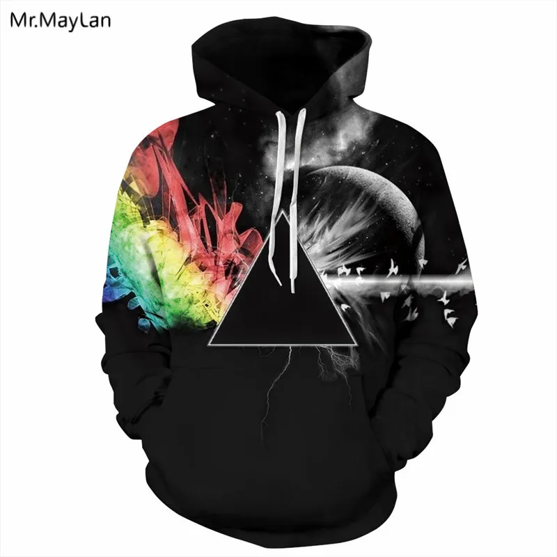 

Mr.MayLan 2018 Brand Men/women 3D Hooded Sweatshirts Print Sunlight Refraction Rainbow Triangle Hoodies Pullover Tops Hoody