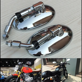 

Chrome Retro Mirror Motorcycle Rearview Side View Vintage M10 Sliver Plating for Scooter Baron BMS Cafe Racer VESPA Retro Mirror