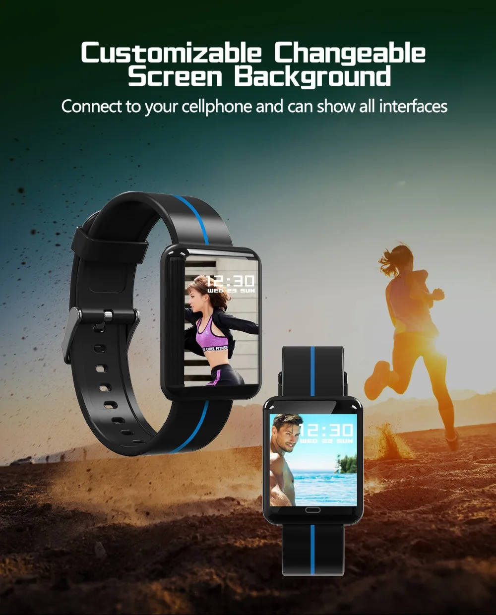 F5 спортивный умный браслет 1," сенсорный экран для сердечного ритма Мониторинг Артериального Давления долгое время ожидания умные часы для Android IOS