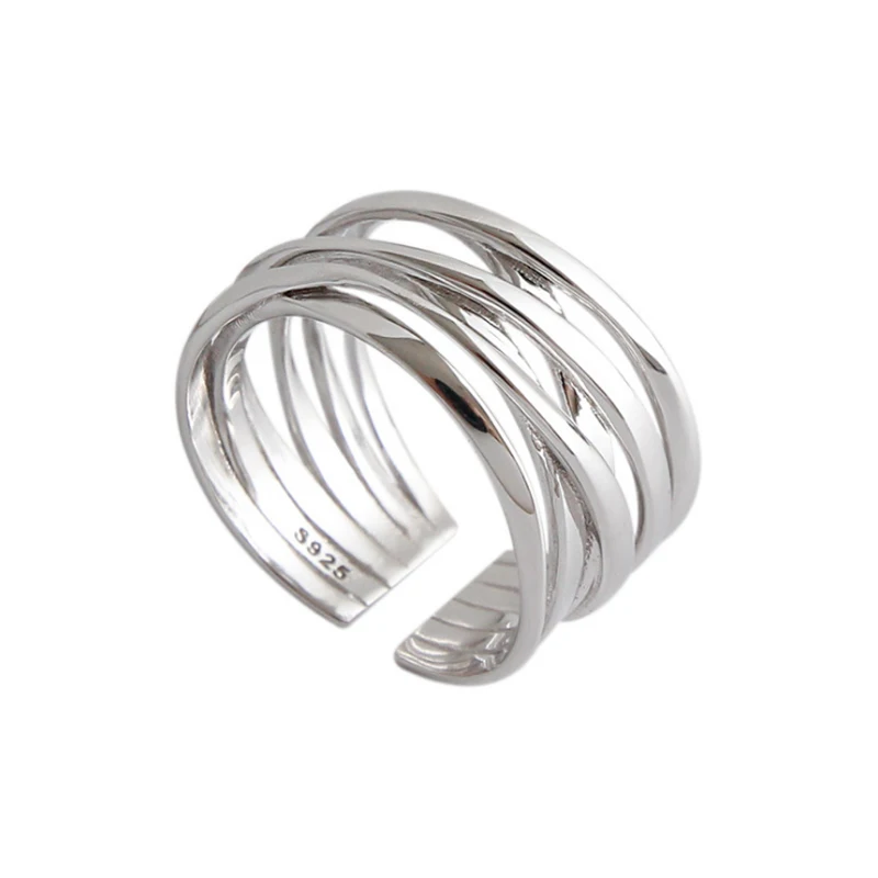 F.I.N.S 925 Серебряное кольцо поперечная линия широкие открытые, кольца на палец S925 Серебряное обручальное кольцо женский костюм хорошее ювелирное изделие