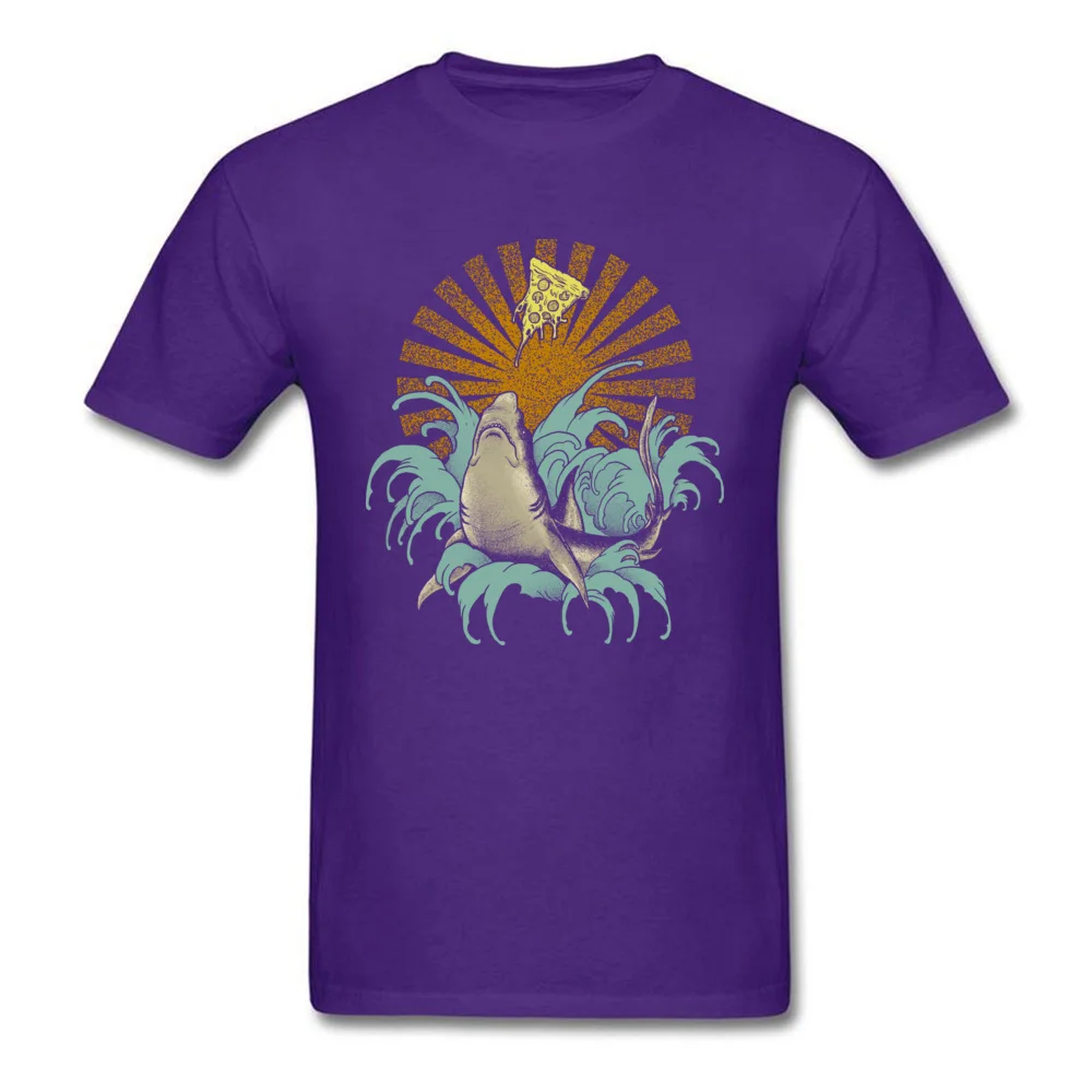 Shark pizza T Shirts for Men Casual Summer Tees Short Sleeve 2018 New Custom Tshirts Crew Neck Pure Cotton Free Shipping Shark pizza purple