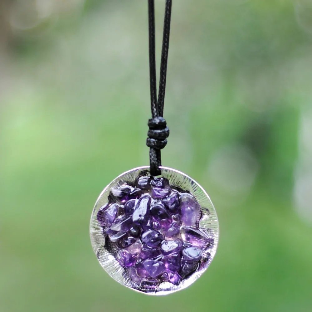 Ювелирные изделия основа для кулонов и ожерелья Серебряная пластина фиолетовый камень кулон длинное ожерелье женские ожерелье Mujer Colar колье