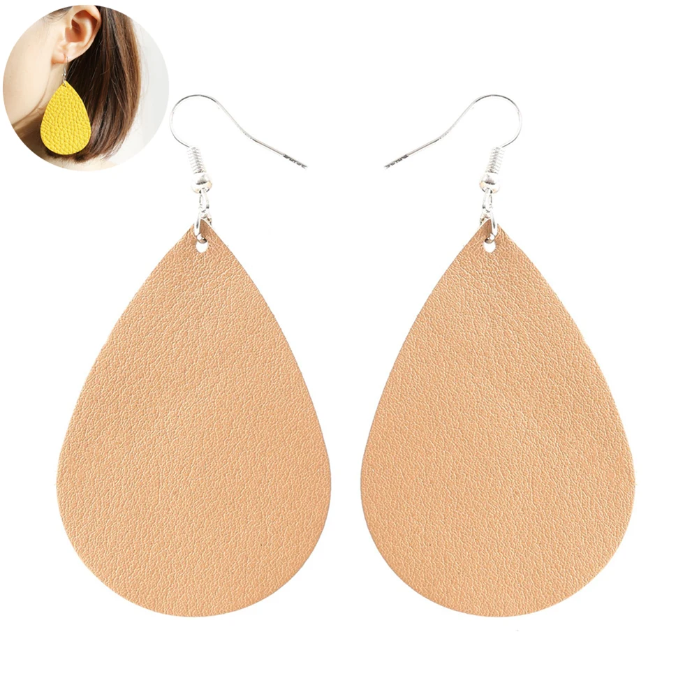 Leather Earrings Antique Looking Dangle Teardrop Earrings(Khaki)1 Pair Khaki | Украшения и аксессуары