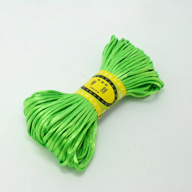 Цвет на выбор 2 мм 20 ярдов/партия мягкий сатиновый китайский шнур с узлом для браслетов DIY аксессуары для изготовления ювелирных изделий - Цвет: light green