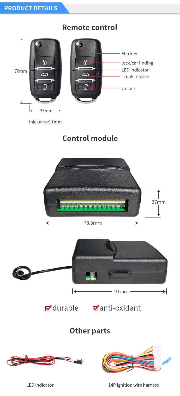 EASYGUARD Универсальный бесключевая система входа комплект со светодиодное освещение для прицепа центральный дверной замок 433,92 МГц