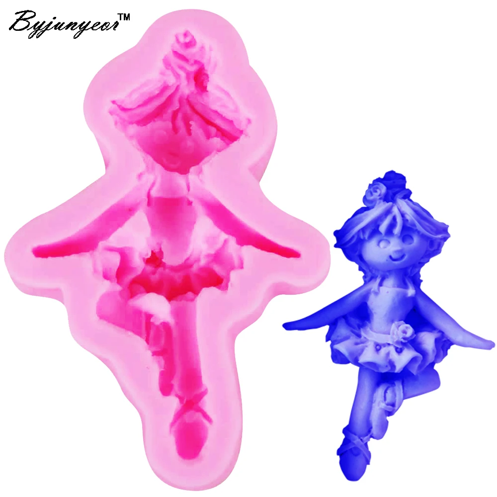 Byjunyeor F1076 Doll Girl Ballet UV Resin Silicone Mold Fondant Chocolate Candy Lollipop Crystal Epoxy Soft Clay Bake Tools | Дом и сад