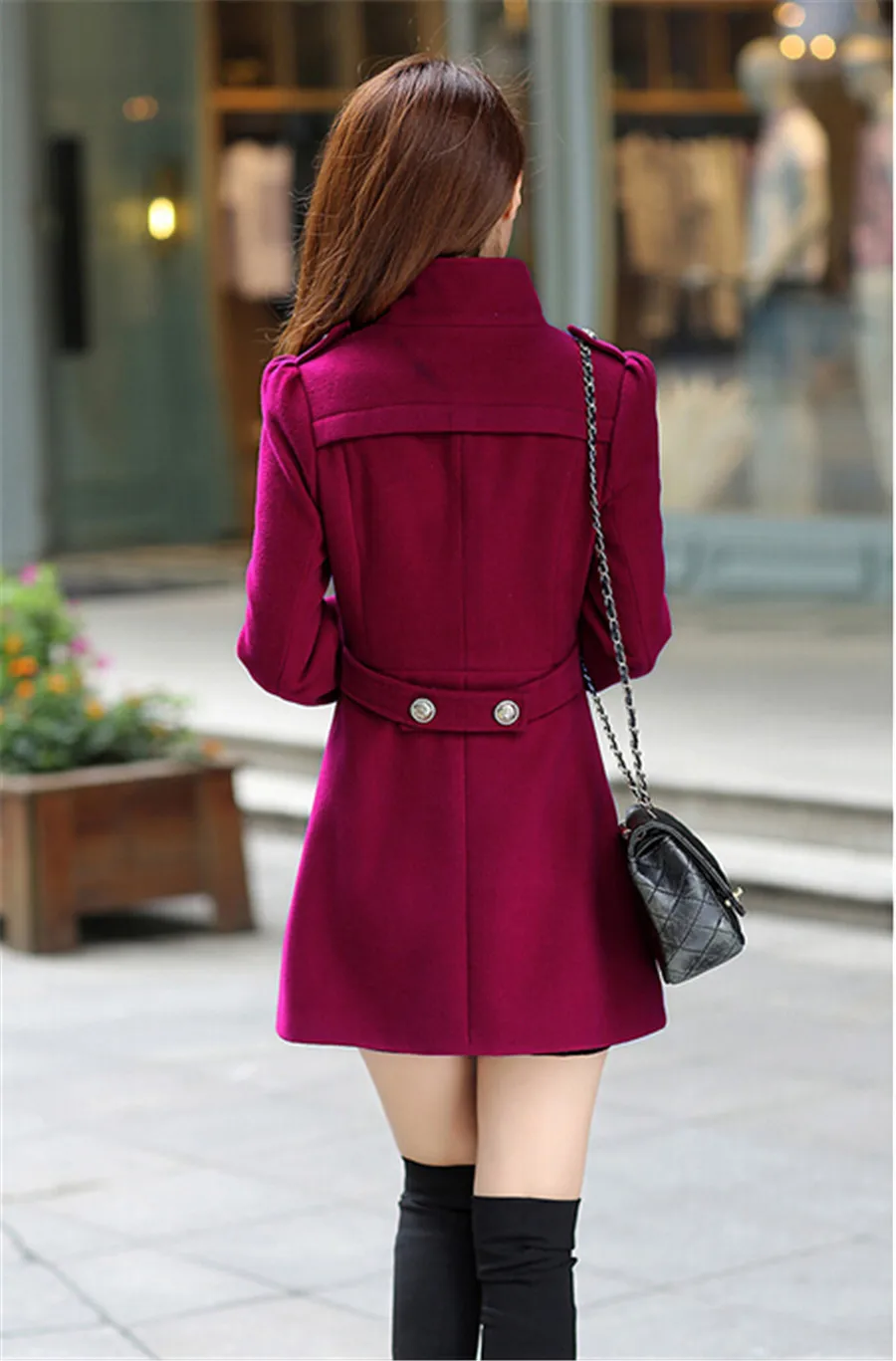 Осенне-зимнее женское пальто трапециевидной формы размера плюс, двубортное приталенное одноцветное пальто средней длины, женские куртки
