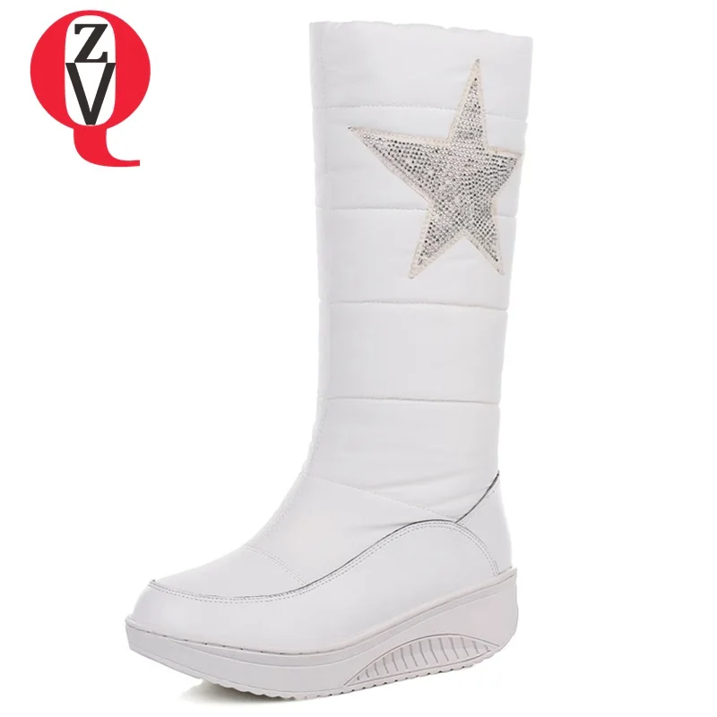 

ZVQ Genuine Leathe Down woman snow boots Activity price winter plush Mid-Calf booties Retro large size 35-44 women shoes