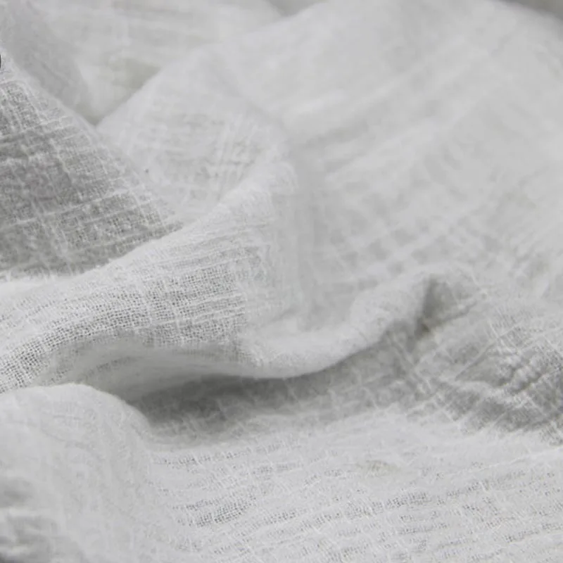 Художественный ретро хлопок отбеленные Белый Двойной slub креп мягкая ткань для ребенка ручной работы летнее платье одежда Блузка Кружевная ткань